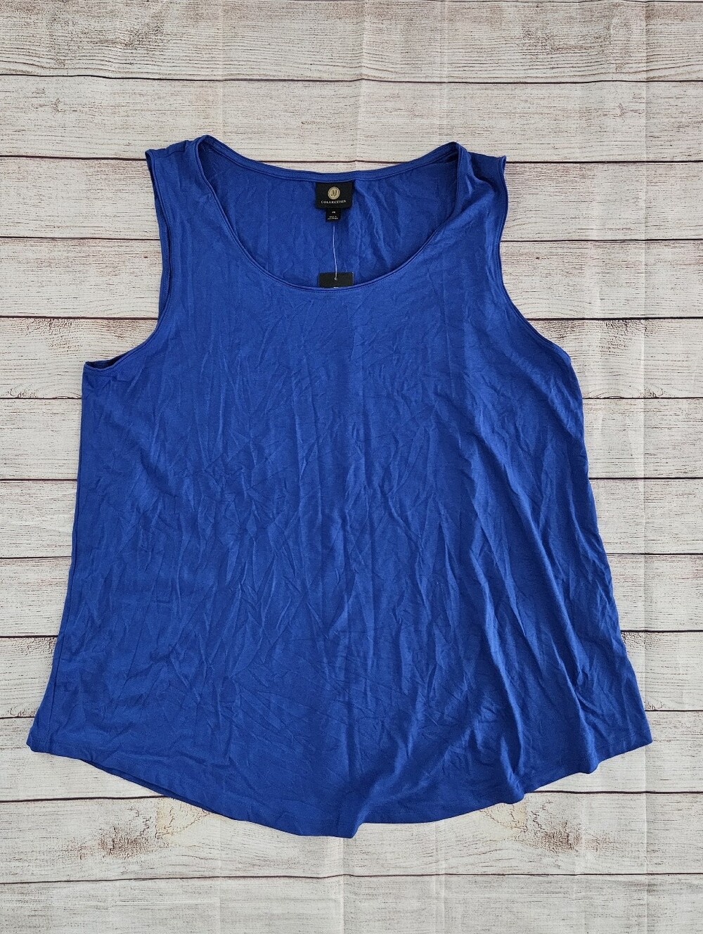 JM Collection Scoop Neck Tank in Cobalt Blue